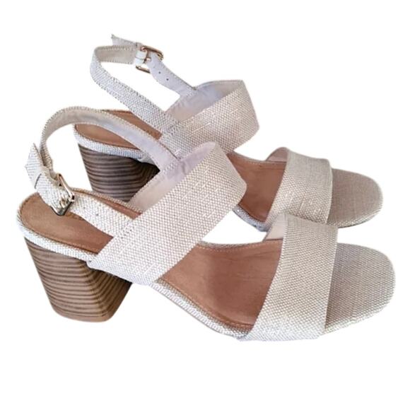 Old Navy Slingback Chunky Heel Sandal Shoes 10 Natural Beige New with Tags - Picture 1 of 13